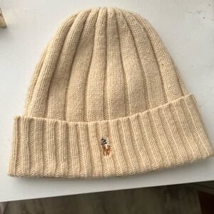 Ralph Lauren Polo Cream Knit Beanie Hat NWOT